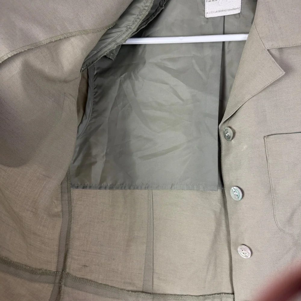 Emma James Liz Claiborne Sage Green Linen‎ Blend Fitted Blazer Top Women's 6